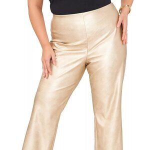 Vince Camuto Gold Pants Women's Plus Size 20W Straight Leg Party Holiday Vegan